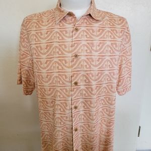 Tommy Bahama Silk Button Up Shirt Floral Tribal Aloha Hawaiian